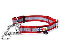 PAWTITAS Medium Red Reflective Martingale Dog Collar