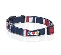 PAWTITAS Multicolor Dog Collar - Medium, Red / White / Blue - Durable Nylon, Easy to Use, Suitable for Puppies & Medium Breeds