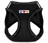 PAWTITAS Pet Reflective Mesh Dog Harness, Step-in or Vest Style, Comfortable Training Walking Harness for Small Dogs, XS Size, Black Color