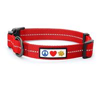 Pawtitas Recycled Dog Collar with Reflective Stitched Puppy Collar Made from Plastic Bottles Collected from Oceans Extra Small Red Chili