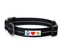 Pawtitas Recycled Dog Collar with Reflective Stitched Puppy Collar Made from Plastic Bottles Collected from Oceans Small Black Sea