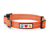 Pawtitas Recycled Dog Collar with Reflective Stitched Puppy Collar Made from Plastic Bottles Collected from Oceans Extra Small Living Coral
