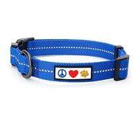 Pawtitas Recycled Dog Collar with Reflective Stitched Puppy Collar Made from Plastic Bottles Collected from Oceans Small Blue Ocean