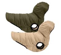 Pawtitas Reversible Dog Coat Windproof A Cold Weather Dog Puffer Vest - Green/Beige Zip Up Dog Jackect For Medium Dogs | Dog Vest winter Coat To Keep Your Puppy Warm For Cold Weather