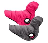 Pawtitas Reversible Dog Coat Windproof A Cold Weather Dog Puffer Vest - Pink/Grey Zip Up Dog Jackect For Medium Dogs | Dog Vest winter Coat To Keep Your Puppy Warm For Cold Weather