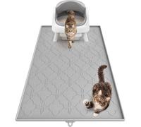 Pawtners Cat Litter Mat, Extra Large 42" x 30" Silicone Waterproof Litter Trapping Mat for Scatter Control, Soft on Kitty Paws, Non-Slip Easy to Clean, Gray