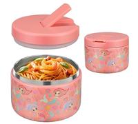 Pawtong 12oz Insulated Vacuum Food Jar with Buckle Lid Wide Mouth Soup Thermo for Hot Food Kids Leakproof Stainless Steel Lunch Container (mermaid)