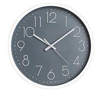 PAWTTY 12” Wall Clock Silent Non Ticking Arabic Numeral Clock Grey Round Decorative Wall Clocks for Home Living Room, Bedroom,Kitchen,Office and School- Grey