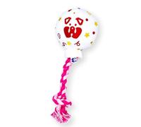 PAWTY Birthday Balloon Plush Dog Toy with Tug Rope & Squeaker - Interactive Birthday-Themed Dog Toy for Small & Medium Dogs, Durable Plush for Fetch, Tug & Party Play