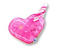 PAWTY Love Heart Dog Toy - Plush Valentine’s Gift with Squeaker - Interactive Tug Rope Chew Toy for Small & Medium Dogs - Cute Pink Dog Toy for Birthday, Teething & Playtime - Durable & Adorable