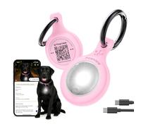 PawView 2 Pack Rechargeable Dog Collar Light with QR Code, 3 Modes LED Safety Dog Lights, Clip-On Pet ID Tag for Night Walking, Running, Camping, Pink & White