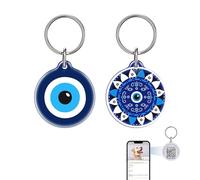 PawView 2 Packs Evil Eye QR Code Dog and Cat Tag - Waterproof Resin Pet ID Tags for Lost Pet Recovery | Real-Time Scan Alerts & Shareable Pet Profile | No Subscription Fees