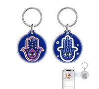 PawView 2 Packs QR Code Dog and Cat Tag UK Hamsa -Personalized ID Tag Waterproof Resin for Dog Collar for Lost Pet Recovery - Real-time scan alerts,Shareable Pet Profile,No Subscription or Fees