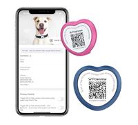 PawView 2 Packs QR Code Dog Tags UK - Pet ID Tag with NFC Waterproof Silicone Heart Tag for Lost Pet Recovery - No GPS Needed, No Subscription or Fees(Rose Red+Blue)