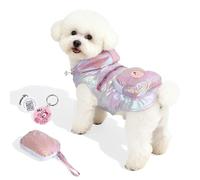 PawView Adjustable Waterproof Dog Raincoat Lightweight & Breathable,Reflective Strips, Includes QR Code Dog Tag, Packable into Bag with Leash Hole for Small Medium Large Dogs,Pink,M