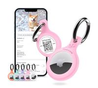 PawView AirTag Holder & Collar for Pets. GPS Tag & App with Smart QR ID for Instant Location, Pet Profile and Contact Info. Dog Tracker or Cat Tracker (Pink)