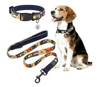 PawView Collar and Lead Set Dog with QR Code Tag Adjustable Ideal for Daily Walks Artistic Dog Lead with Collar Set for Puppy & Adult Dogs XS (Neck: 22-30cm,Width 1.5cm,Lead: 1.5 m）