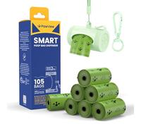 PawView Dog Poob Bags with Manual Retract Poop Bag Holder - 105 Dog Waste Bags & Hands Free Dispenser for Walks(Green）