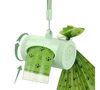 PawView Manual Retract Dog Poop Bag Dispenser with Scented Poo Bags, Leak Proof, Extra Thick and Large Pet Waste Bags,1 Count Bag Holder and 15 Bags for Walking Dog and Cats Litter,Green