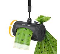 PawView Manual Retract Dog Poop Bag Dispenser with Scented Poo Bags, Leak Proof, Extra Thick and Large Pet Waste Bags,1 Count Bag Holder and 15 Bags for Walking Dog and Cats Litter,Black