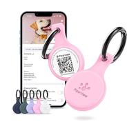 PawView QR Code Dog Tag, NFC Pet ID Tag with Instant Scan Alerts with Location, Editable Digital Pet Profile, Waterproof Silicone Tag, No Subscription, Smart Dog Safety Tag(Pink)