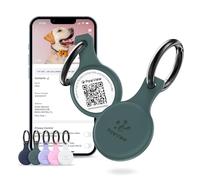 PawView QR Code Dog Tag, NFC Pet ID Tag with Instant Scan Alerts with Location, Editable Digital Pet Profile, Waterproof Silicone Tag, No Subscription, Smart Dog Safety Tag,Green