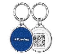 PawView QR Code Dog Tag, Personalized Dog ID Tag for Pets with Scan Location Alerts, Custom Online Profile, No Engraving Needed, Waterproof Epoxy Resin & Stainless Steel, Blue,UK