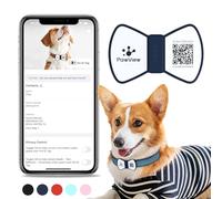 PawView QR Code Dog Tags UK for Collars - Bow Tie Clip-on Pet ID Tag with NFC | Waterproof Silicone | Instant Lost Pet Recovery with Free App(Blue )