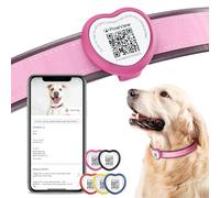 PawView QR Code Dog Tags UK -Personalized Pet ID Tag with NFC Waterproof Silicone Heart-Shaped Tag for Lost Pet Recovery - No GPS Needed, No Subscription or Fees(Rose Red)