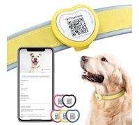 PawView QR Code Dog Tags UK -Personalized Pet ID Tag with NFC Waterproof Silicone Heart-Shaped Tag for Lost Pet Recovery - No GPS Needed, No Subscription or Fees(Yellow)