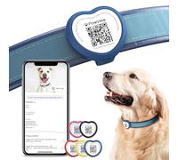 PawView QR Code Dog Tags UK -Personalized Pet ID Tag with NFC Waterproof Silicone Heart-Shaped Tag for Lost Pet Recovery - No GPS Needed, No Subscription or Fees(Blue)