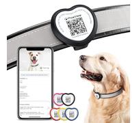 PawView QR Code Dog Tags UK -Personalized Pet Tag with NFC Waterproof Silicone Heart Dog ID Tag for Lost Pet Recovery - No GPS Needed, No Subscription or Fees（Black）