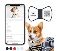 PawView QR Code Dog Tags UK with NFC - Black Bow Tie Dog Tag for Lost Pet Recovery - Waterproof Silicone, No GPS Needed, Free App