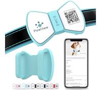 PawView QR Code Dog Tags UK with NFC -Personalized Pet ID Tag for Lost Pet Recovery -No GPS Required -Free App with No Subscription Fees- Tiffany Bow Tie Tag,Waterproof Silicone