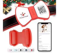 PawView QR Code Dog Tags UK with NFC -Personalized Pet ID Tag for Lost Pet Recovery -No GPS Required -Free App with No Subscription Fees-Red Bow Tie Tag, Waterproof Silicone