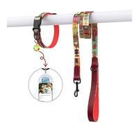 PawView Soft Padded Collar & Leash Set with QR Code Tag, Adjustable, Breathable Nylon for Small, Medium, Large Dogs for Dog Lovers(S:Neck 28-43cm,Width 1.5cm, Sunrise)