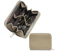 Pawviva Genuine Leather Coin Card Wallet - RFID Blocking & Multi-Functional,Essential Travel Wallet | ID Slot + Currency Pockets | 11x8.5x1.8cm (Grey)