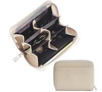 Pawviva Genuine Leather Coin Card Wallet - RFID Blocking & Multi-Functional,Essential Travel Wallet | ID Slot + Currency Pockets | 11x8.5x1.8cm (Ivory)