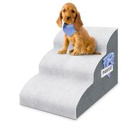PAWVO Dog Stairs for Small Dogs 15.7''H, 3-Step Dog Ramp for Couch with Elastic Side Handle, Removable & Washable Cover, Stylish Bandana - Pet Ramp for Cats, Small Dogs