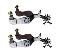 PawwJoy 2Pcs Western Cowboy Spurs for Horse Training, Retro Design Mild Steel Equestrian Spurs