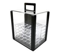 PawwJoy Acrylic Chip Case Storage Box 1000 Chip Capacity Portable Carrying Case for Poker Chips Family Game Night- with 40mm Trays