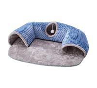 PawwJoy Cat Activity Center Tunnel with Playing Ball Toys, 2-in-1 Cat Bed and Play Tunnel for Indoor Outdoor Cats Kittens Bunnies Small Pets- blue L