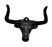 PawwJoy Cowboy Hat Hook Bull Head Sculpture Metal Wall Art Decor, Multipurpose Hat Holder Coat Hook for Western Farmhouse Home Decor 5.12x1.97x3.94inch