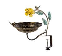 PawwJoy Deck Mounted Bird Bath Adjustable Clamp Iron Bird Feeder Garden Birdbath for Courtyard Garden 14.17 x 16.54 Inch