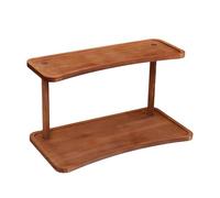 PawwJoy Desktop Storage Organizer 2 Tier Wooden Spice Rack Makeup Holder for Bathroom Office Dorm Countertop 15.75x7.87x8.66 Inch- Dark Brown