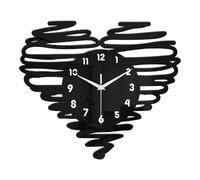 PawwJoy Heart Shaped Wall Clock, Hanging Decorative Modern Home Silent Clock for Shop, Housewarming, Kitchen, Living Room- Black