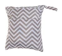 PawwJoy Waterproof Wet Dry Bag for Cloth Diapers Reusable with Two Zippered Pockets Chevron Print Baby Nappy Changing Bag