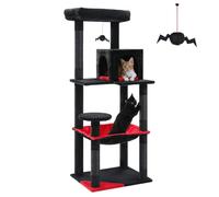 PAWZ Road 143cm Cat Tree for Indoor Cats with Metal Frame Big Hammock, Cat Tower for Indoor Cats with 2 Door Condo House, 56.3" Multi-Level Activity Center with Scratching Posts and Top Perch, Black