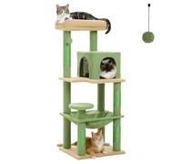 PAWZ Road Cactus Cat Tree 116cm Medium Cat Tower with 4 Sisal Scratching Posts, Metal Frame Large Hammock and Cozy Condo, Activity Center Stable and Sturdy, Size M Green
