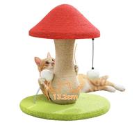 PAWZ Road Cute Cat Scratching Post for Indoor Cats, Mushroom Cat Scratcher Scratch Post with 100% Sisal Covered Scratching Post & Pompoms Toy